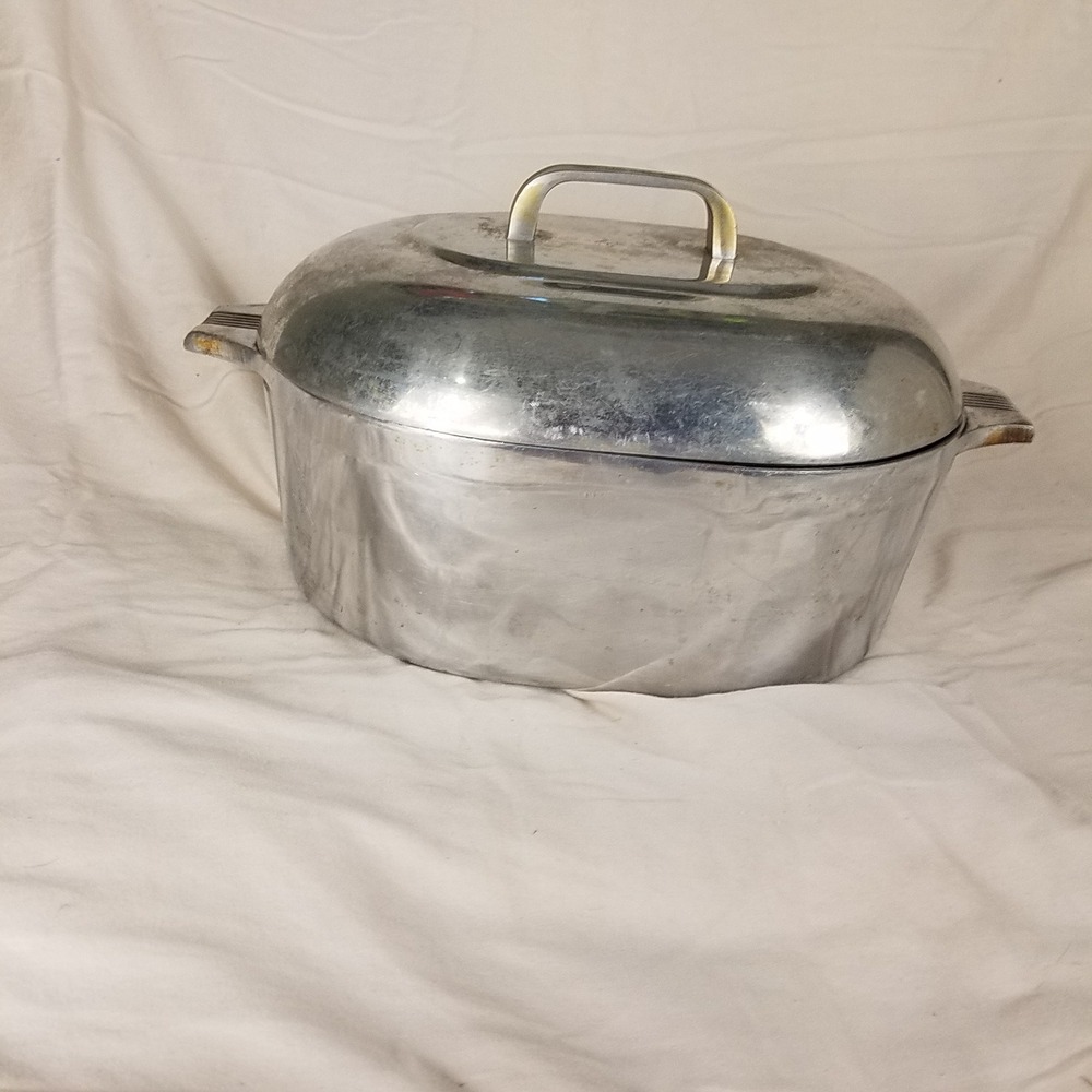 Wagner Ware Magnalite Roaster Pan 8 Qt Silver Good 4265-P Oval Dutch Oven Lid